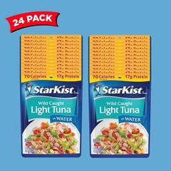 Chunk Light Tuna in Water, 2.6 oz Pouch 24 Pack Ready to Eat Wild Caught Tuna…