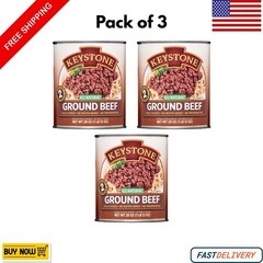 [3-Pack] Keystone All Natural Ground Beef | 28 oz Bulk Premium Canned Casing