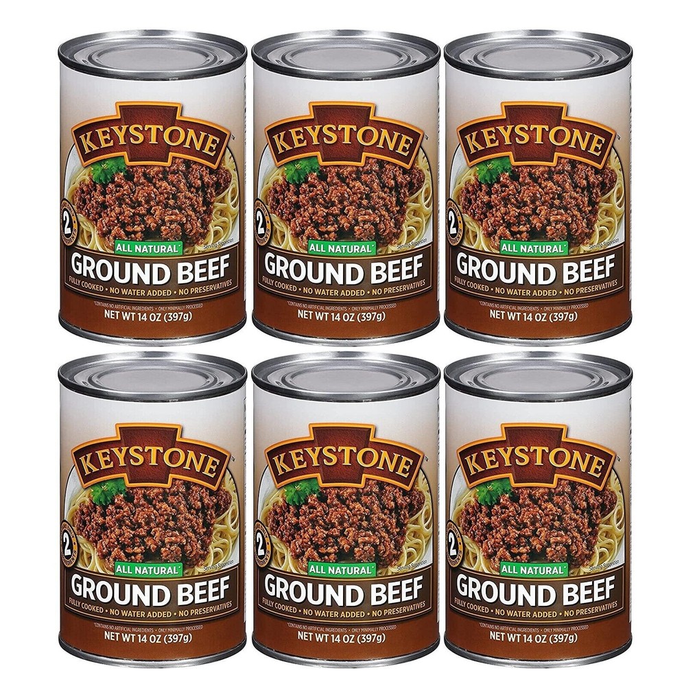 12 Can-Keystone Meats Natural Ground Beef ✅ Fully Cooked 14 oz No Preservatives✅