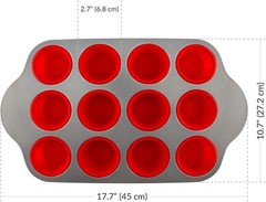 Non-Stick 12 Cup Silicone Muffin Pan With Steel Frame – BPA Free, Non-Toxic