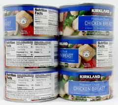 6 CANS Kirkland Signature Premium Chunk CHICKEN BREAST In Water Net Wt 12.5oz ea