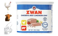 ZWAN Chicken and Beef Luncheon Halal Loaf Meat 12oz. (340g) Four (4) Cans