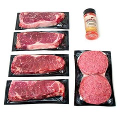 New York Strips and Beef Patties with Choice of Seasoning | 12 oz Steaks and 1/3