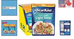 Wild Caught Chunk Light Tuna in Water, 12 Pack Pouches – 17g Protein Per Serving