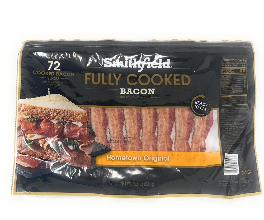 Smithfield Hometown Original Fully Cooked Bacon 10.5oz – 1 package – 72 slices