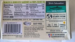 30 Cans 4.375 oz each Wild Season Sardines NO BONES NO SKIN n Olive Oil BB12/26