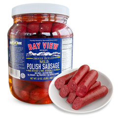 Bay View Smoked Pickled Polish Sausage 32oz Mild, GF, No MSG, 8g Protein