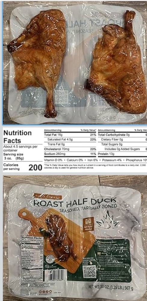 Fully Cooked Roast Half Duck, Seasoned, Partially Boned, 20 oz, 2 Pack
