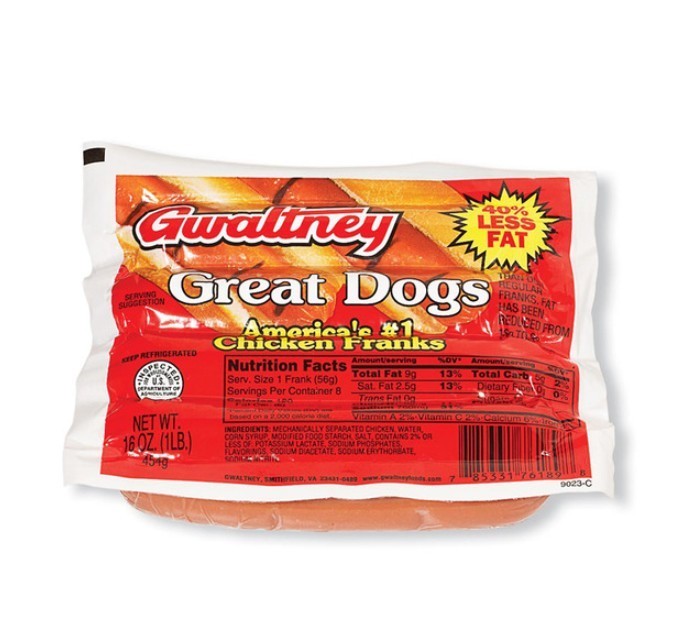 Gwaltney – Chicken Franks – 3 x 1 lbs Pack
