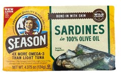Season Sardines in 100% Olive Oil, 4.375-Ounce Tins PACK OF 70- FREE SHIPPING