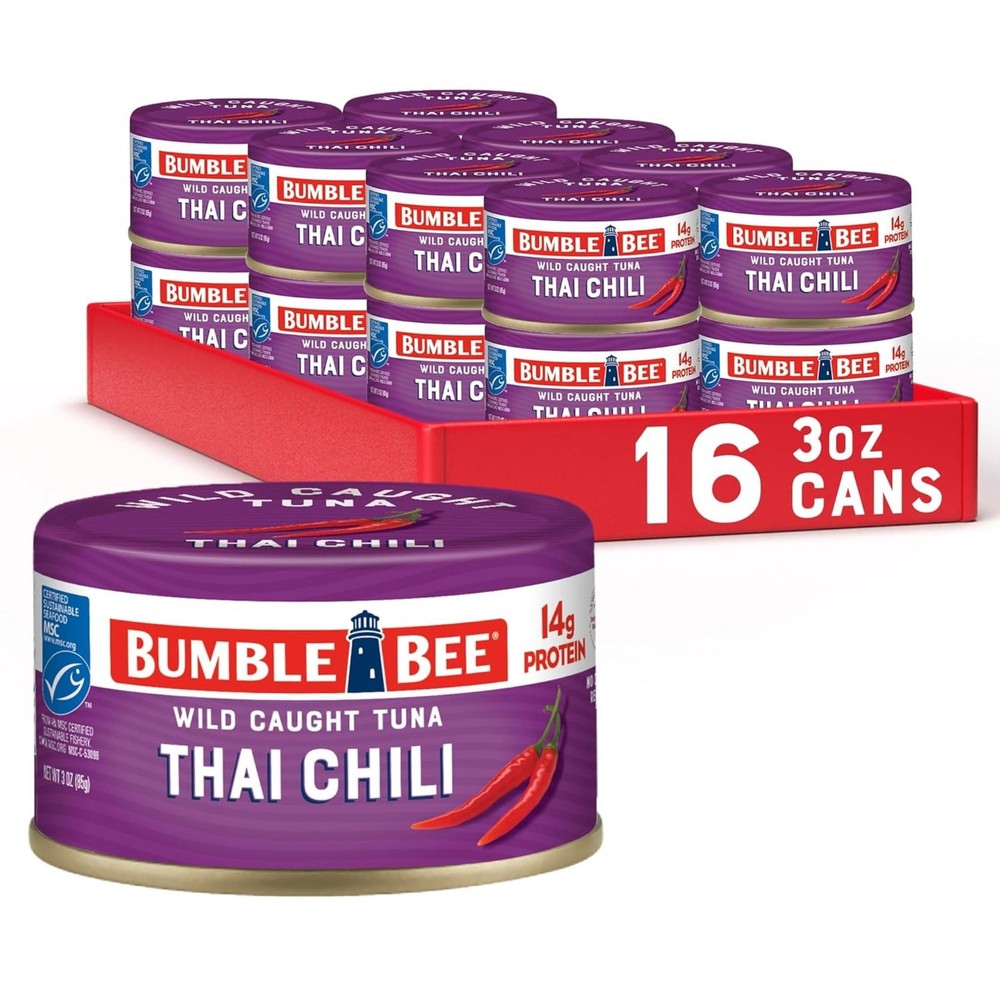 (16 pack) Thai Chili Flavored Light Tuna, Wild Caught, Gluten Free, 14g Protein