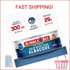 Bumble Bee Low Sodium Solid White Albacore Tuna in Water, 5 oz Can (Pack of 12)