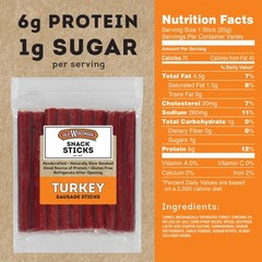 Old Wisconsin Turkey Sausage Snack Sticks, Naturally 1.75 Pound (Pack of 1)