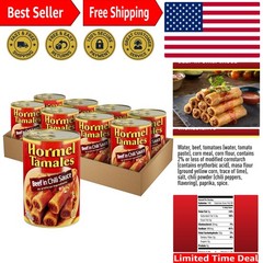 Convenient Beef Tamales 8 Pack – 15 Oz Cans with Authentic Spiced Chili Sauce