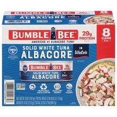 Solid White Albacore Tuna in Water Canned Fish Pack of 8 5 oz Cans