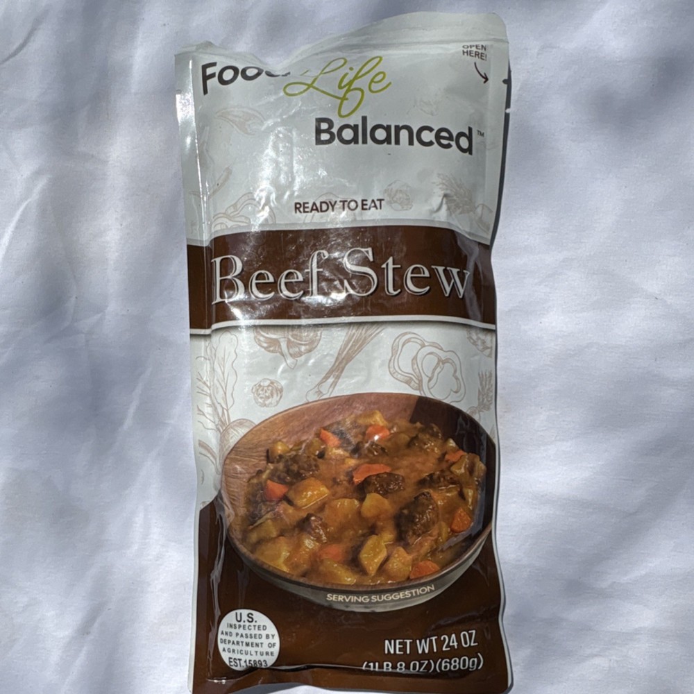 Food Life Balanced Beef Stew Ready to Eat 24 oz (680g), 3 Servings, Contains Soy