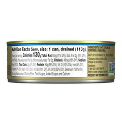 Albacore Tuna Cans No Salt Added Chunk White in Water 4.5 oz Canned Tuna in