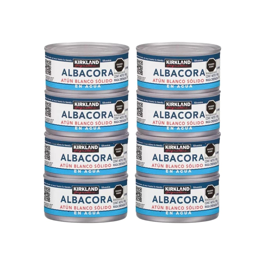 Kirkland Albacore Solid White Tuna in Water – 8 Cans (Total Net Weight 3.5lbs)