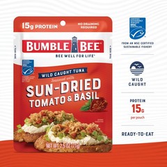 Sun-Dried Tomato Basil Seasoned Tuna 2.5 oz Pouches Pack 12 Wild Caught 15g