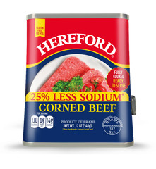 (3 pack) Hereford Corned Beef, 25% Less Sodium, 12 oz Can