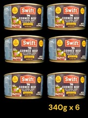 SWIFT CORNED BEEF with chunks- Ready to eat Gluten free 340g x 6 (lot of 6)