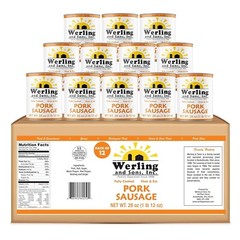 12 Cans Pack- Werling & Sons Pork Sausag Filling 28 Oz Fully Cooked Heat & Serve