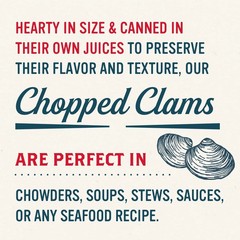 Snow’s Wild Caught Chopped Clams Canned, 6.5 oz Can (Pack of 12) – 5g Protein
