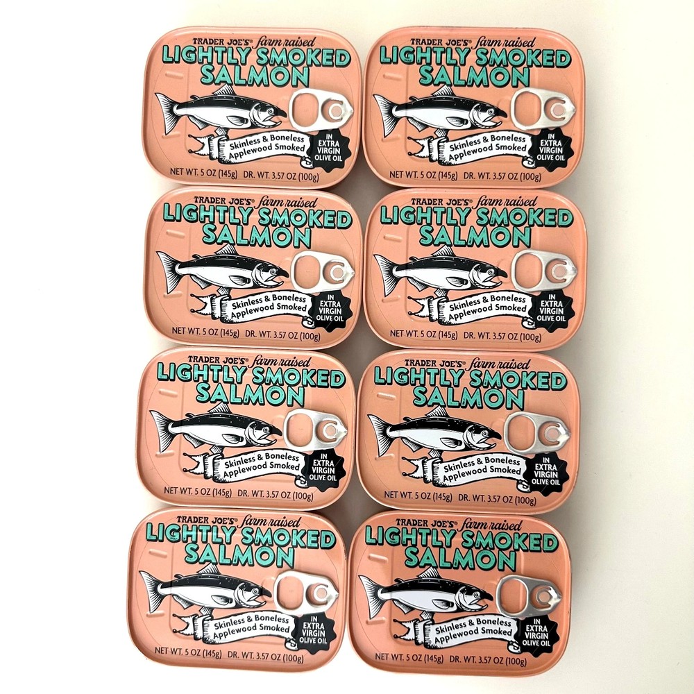 8 Pack Trader Joe’s Light Smoked Salmon Skinless Boneless in Olive Oil 5 oz Each