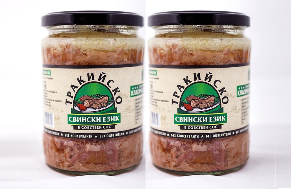 Pork tongue Thracian meat in own sauce glass jar 2 pieces