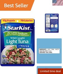 Reduced Sodium Chunk Light Tuna Pouch – 7g Protein, 70 Calories, Ready to Eat