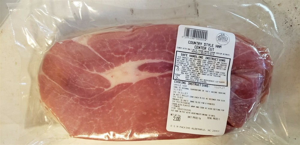Country Style Ham 2 lb Boneless Vacuum Sealed Dennis Center Cut Slices Pork