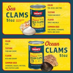 Snow’s Ocean Chopped Clams Canned, 51 oz Can – 7g Protein per Serving – Gluten F