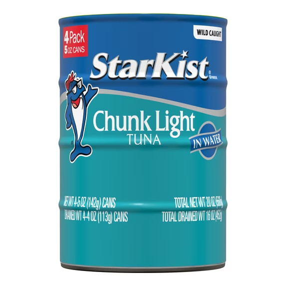 StarKist Chunk Light Tuna in Water, Wild Caught, 20g Protein, 5 oz, 4 Cans