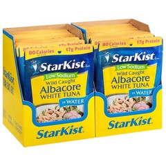 Low Sodium Wild Caught Albacore Tuna Pouch 2.6 oz – 24 Pack Gluten Free Snack