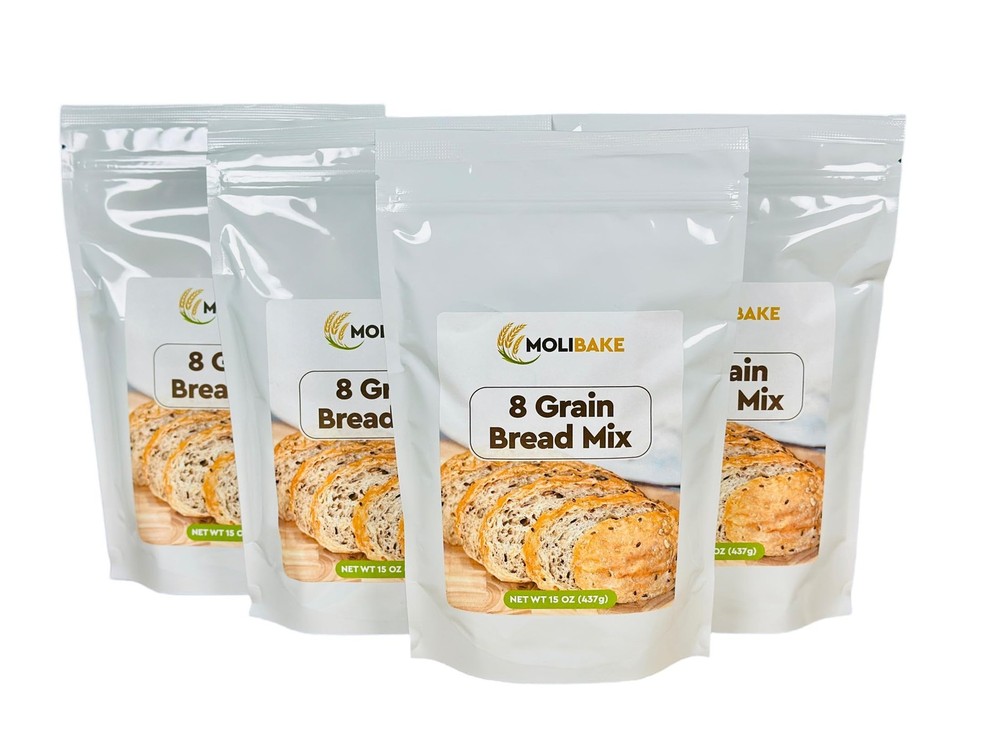 Molibake 8 Grain Bread Mix Pack of 4 AllNatural Multigrain Baking Mix for Br…