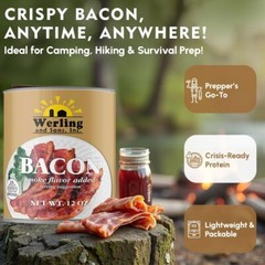 (6 Cans ) Werling Canned Bacon 12oz Can Survival Food Fully Cooked Smoke Flavor