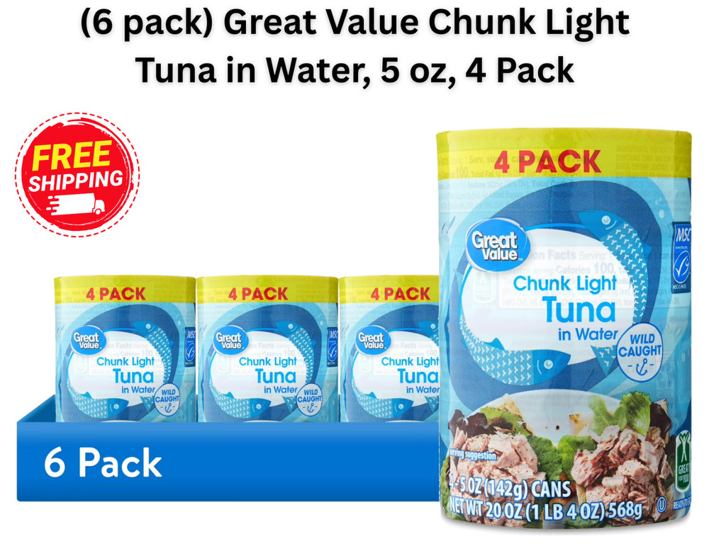 Chunk Light Tuna in Water, 5 oz, Pack of 4×6 = 24 Cans