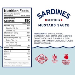 Delicious Mustard Sauce Sardines – High Protein & Gluten Free, Set of 6 Cans
