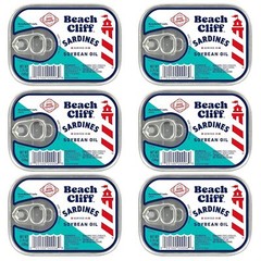 Beach Cliff Wild Caught Sardines in Soybean Oil, 3.75 oz Can (Pack of 6)