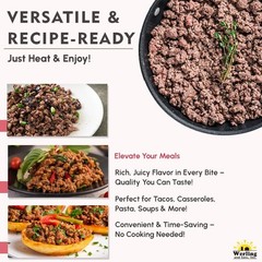 Pack of 12 Werling Meats Fully Cooked Ground Beef – Easy Heat & Eat Convenience