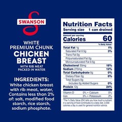 Swanson Canned Chicken Breast in Water, Fully Cooked, 4.5 oz Can, White Meat