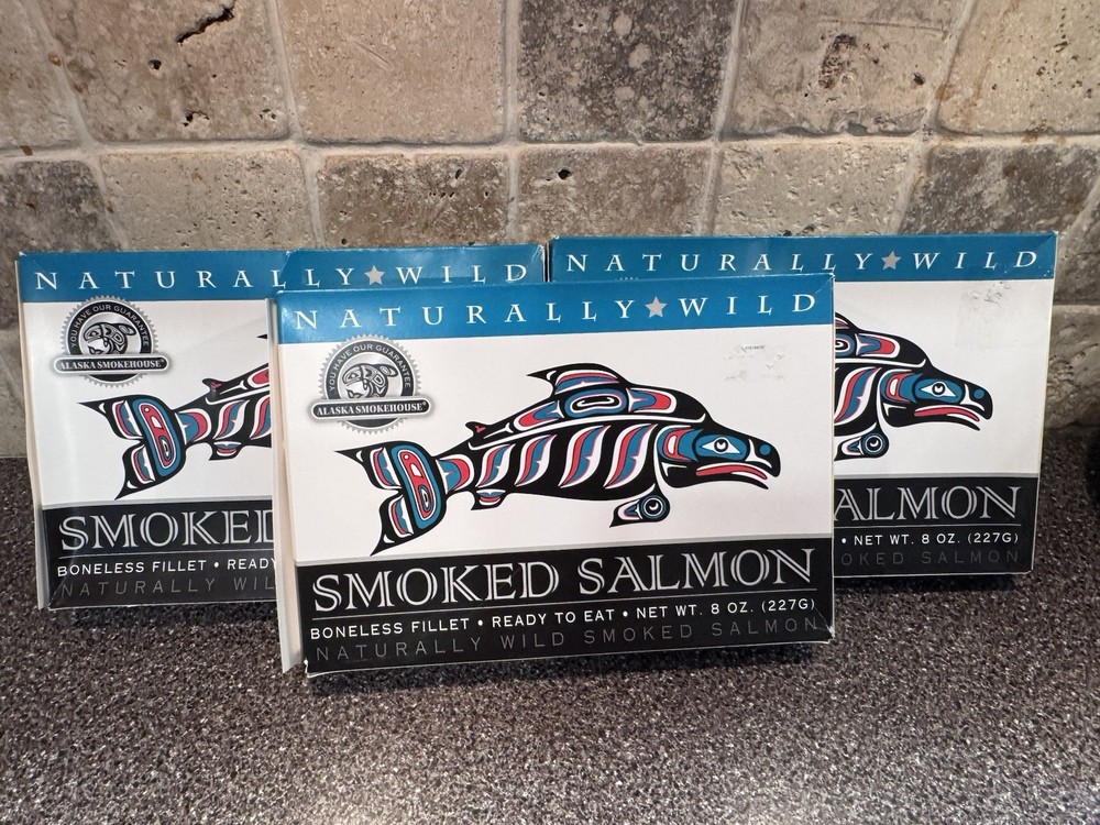 3 Boxes Alaska 8 oz Smoked Wild Salmon Boneless Ready to Eat 08/01/2031 exp
