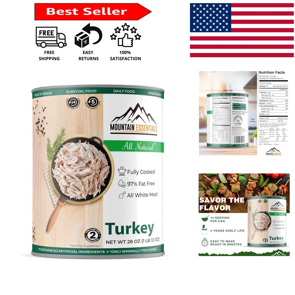 Versatile 28 Oz All-Natural Canned Turkey – Ideal for Camping & Emergencies
