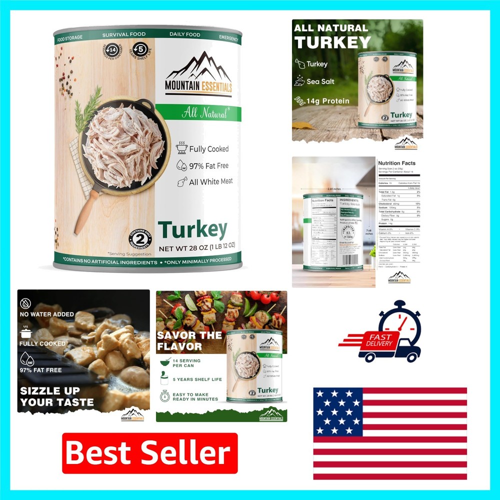 Emergency-Ready Canned Turkey 28 Oz – Natural, Shelf-Stable White Meat Delight