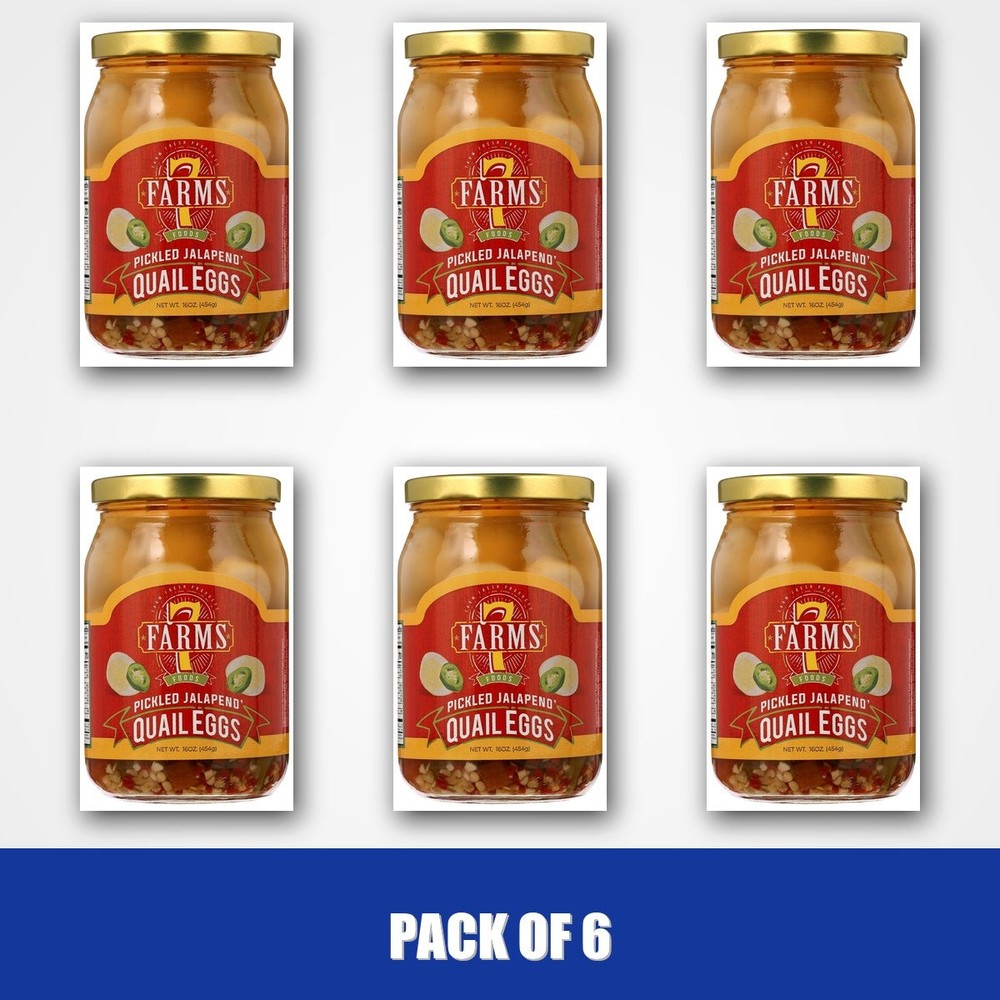 Pack of 6 – 7 Farms Pickled Jalapeno Quail Eggs