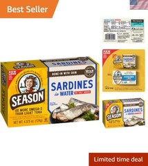 Healthy Sardines in Water – 22g of Protein, 12-Pack, Mediterranean Diet Staple