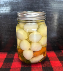 Pickled Quail Eggs Pint, Cajun, Garlic Dill, Amish Mustard Pickled Quail Eggs