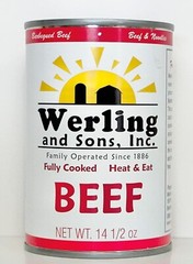 6 Cans- Werling Canned Meat Variety Pack 14.5 Oz Cooked Beef, Chicken, Hamburger