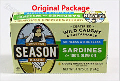 25x Season 4.375oz Boneless Skinless Sardines in Olive Oil Kosher Free Shipping