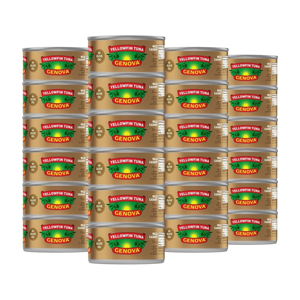 Genova Premium Yellowfin Tuna in Olive Oil 3 oz Cans Pack of 24